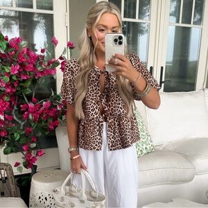 Leopard Tie Top